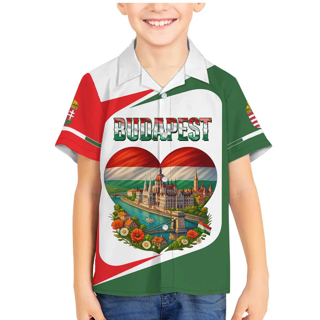 Hungary Family Matching Mermaid Dress and Hawaiian Shirt with Budapest Heart Illustration Design and Crown Emblem - Wonder Print Shop