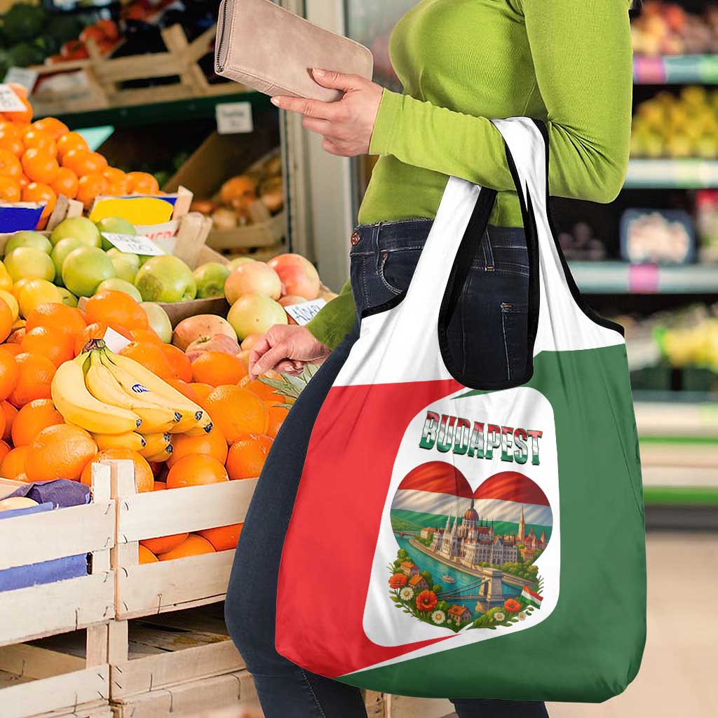 Hungary Grocery Bag with Budapest Heart Illustration Design and Crown Emblem - Wonder Print Shop