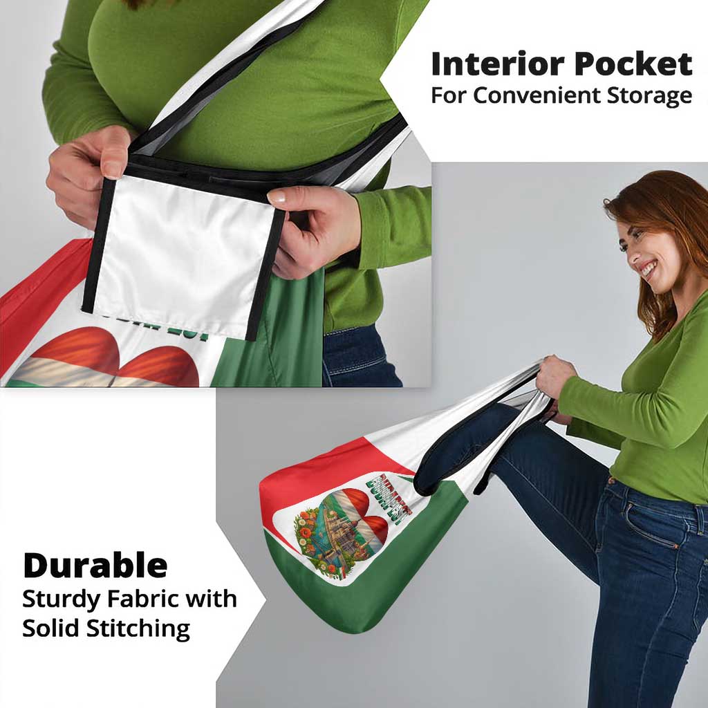 Hungary Grocery Bag with Budapest Heart Illustration Design and Crown Emblem - Wonder Print Shop