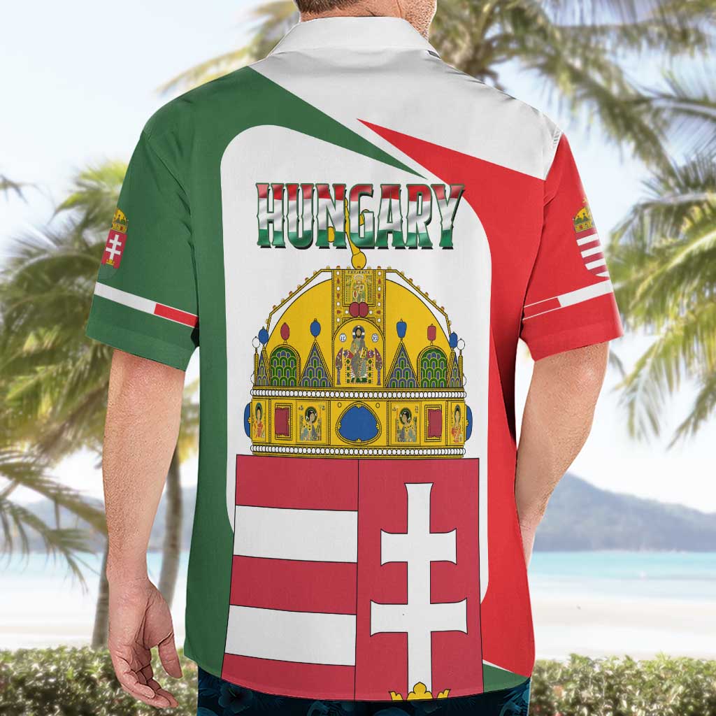 Hungary Hawaiian Shirt with Budapest Heart Illustration Design and Crown Emblem - Wonder Print Shop