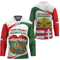 Hungary Hockey Jersey with Budapest Heart Illustration Design and Crown Emblem - Wonder Print Shop