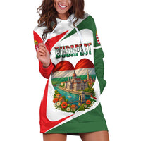 Hungary Hoodie Dress with Budapest Heart Illustration Design and Crown Emblem - Wonder Print Shop