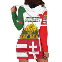 Hungary Hoodie Dress with Budapest Heart Illustration Design and Crown Emblem - Wonder Print Shop