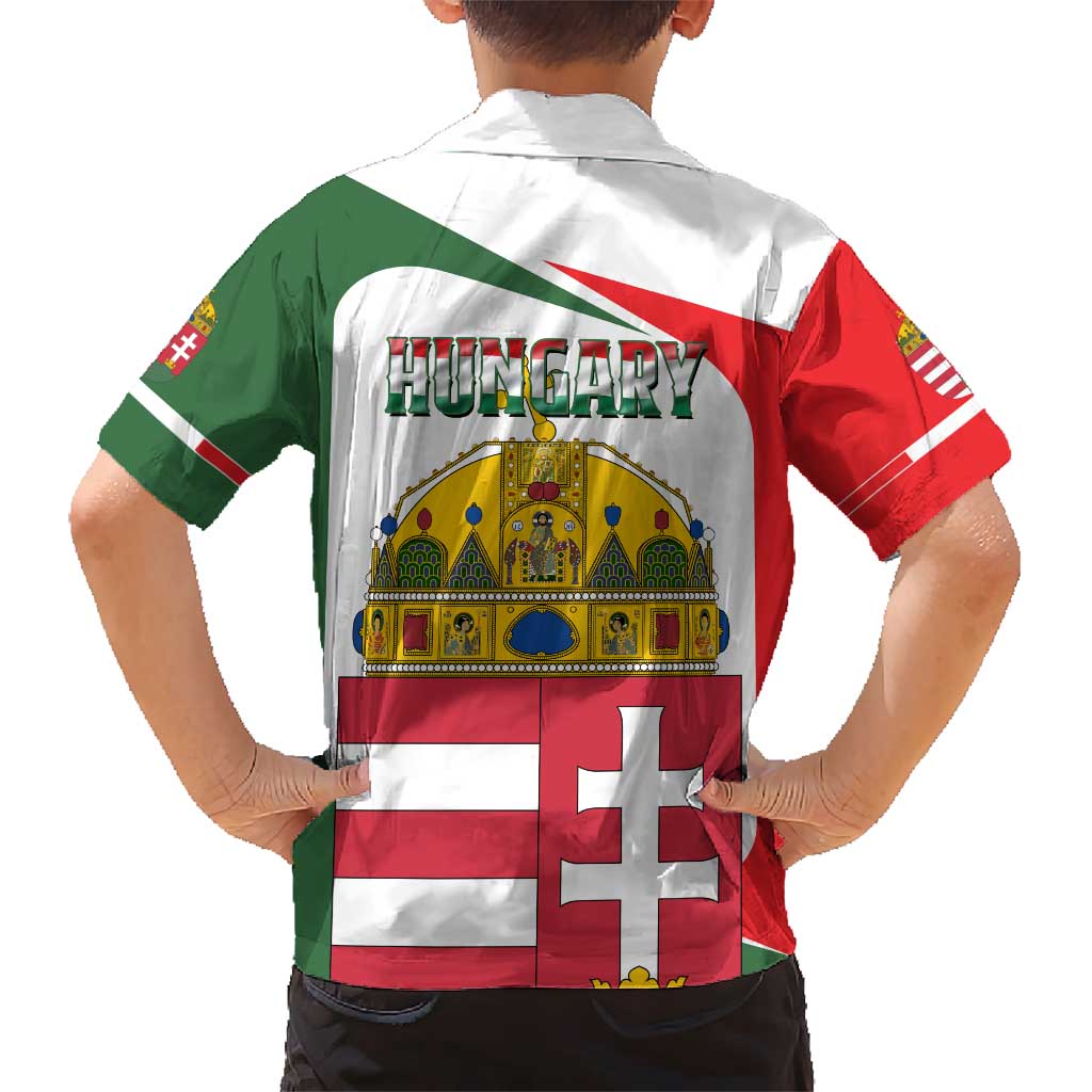 Hungary Kid Hawaiian Shirt with Budapest Heart Illustration Design and Crown Emblem - Wonder Print Shop