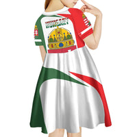 Hungary Kid Short Sleeve Dress with Budapest Heart Illustration Design and Crown Emblem - Wonder Print Shop