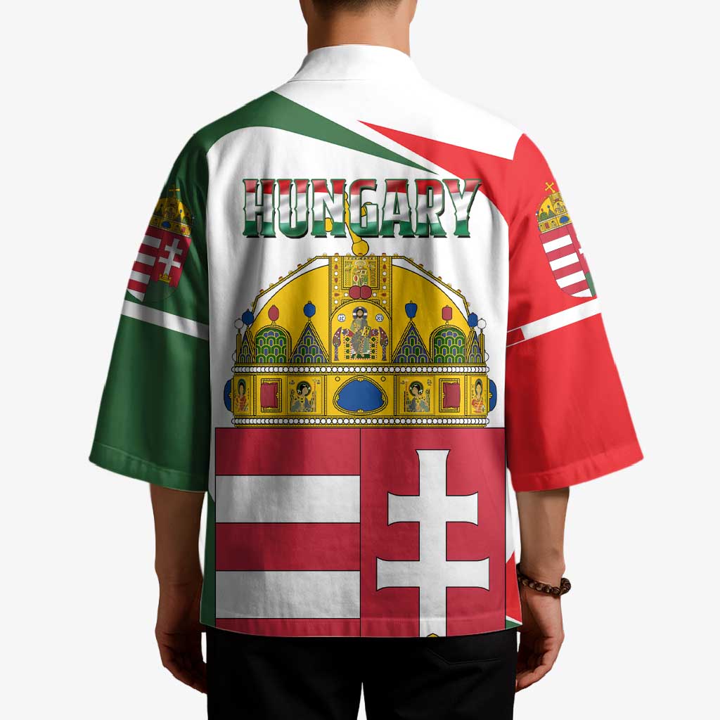 Hungary Kimono with Budapest Heart Illustration Design and Crown Emblem - Wonder Print Shop