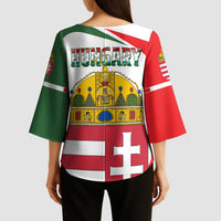 Hungary Kimono Sleeve Blouse with Budapest Heart Illustration Design and Crown Emblem - Wonder Print Shop