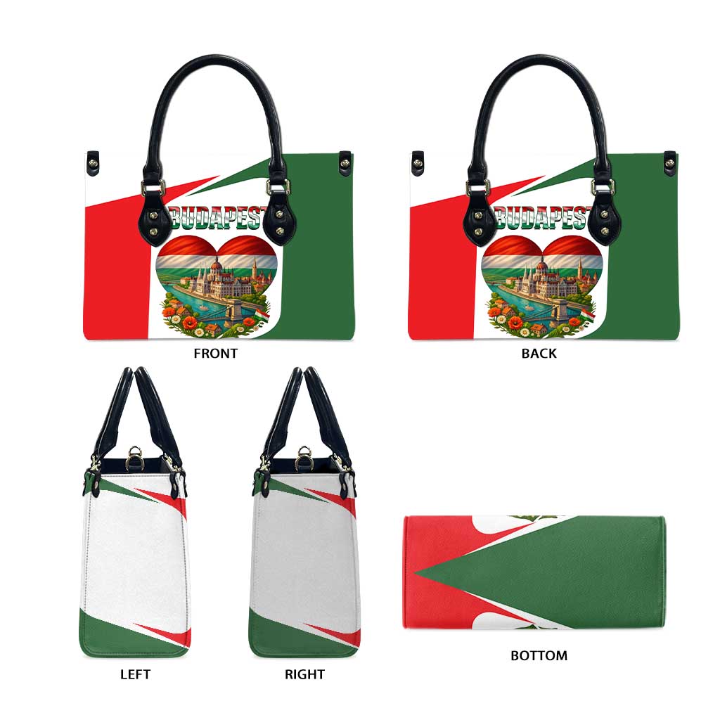 Hungary Leather Bag with Budapest Heart Illustration Design and Crown Emblem - Wonder Print Shop