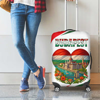 Hungary Luggage Cover with Budapest Heart Illustration Design and Crown Emblem - Wonder Print Shop