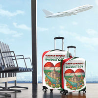 Hungary Luggage Cover with Budapest Heart Illustration Design and Crown Emblem - Wonder Print Shop