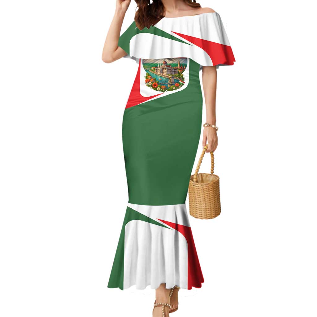 Hungary Mermaid Dress with Budapest Heart Illustration Design and Crown Emblem - Wonder Print Shop