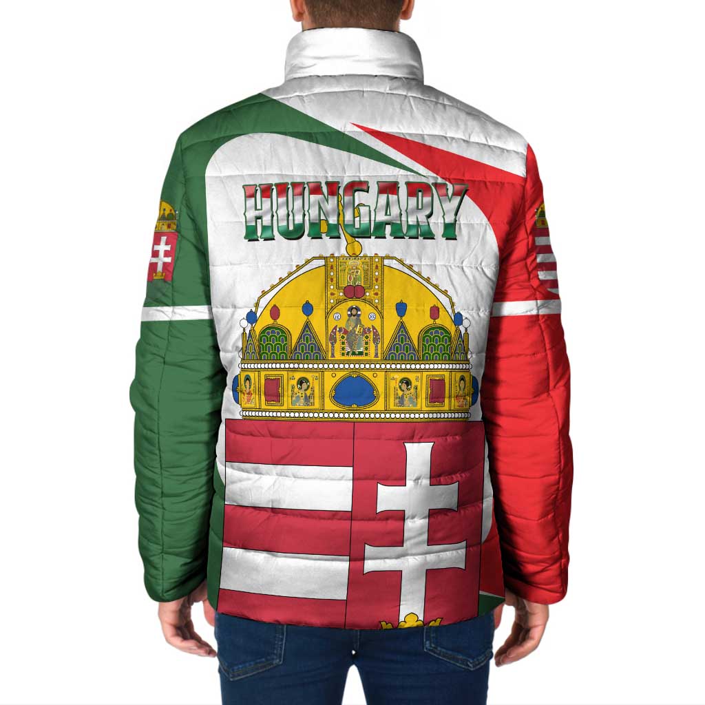 Hungary Padded Jacket with Budapest Heart Illustration Design and Crown Emblem - Wonder Print Shop
