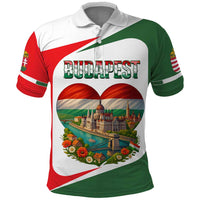 Hungary Polo Shirt with Budapest Heart Illustration Design and Crown Emblem - Wonder Print Shop