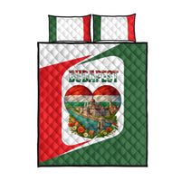Hungary Quilt Bed Set with Budapest Heart Illustration Design and Crown Emblem - Wonder Print Shop