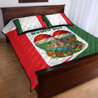 Hungary Quilt Bed Set with Budapest Heart Illustration Design and Crown Emblem - Wonder Print Shop