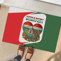 Hungary Rubber Doormat with Budapest Heart Illustration Design and Crown Emblem - Wonder Print Shop