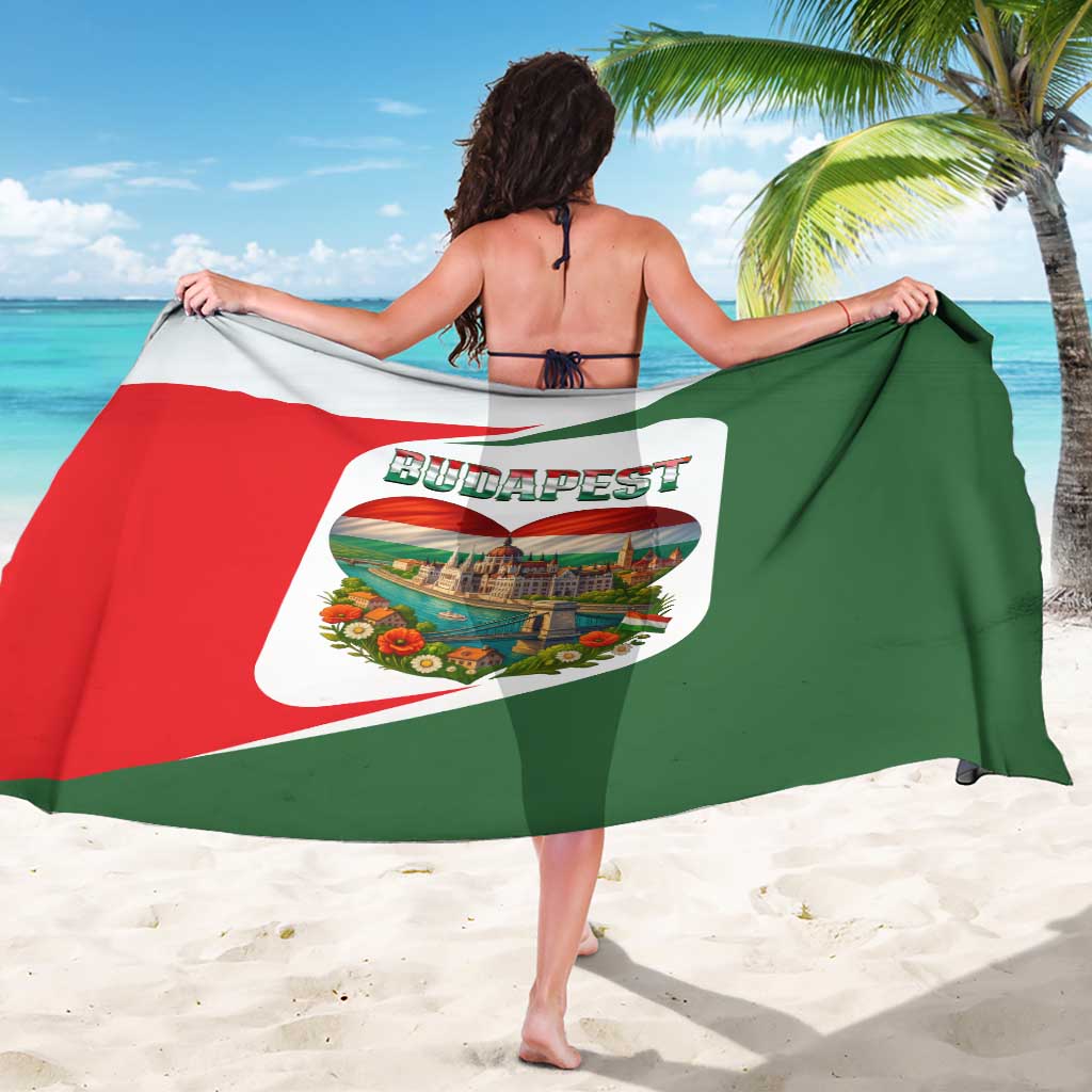 Hungary Sarong with Budapest Heart Illustration Design and Crown Emblem - Wonder Print Shop