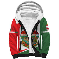 Hungary Sherpa Hoodie with Budapest Heart Illustration Design and Crown Emblem - Wonder Print Shop