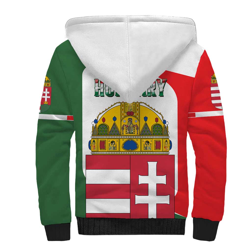 Hungary Sherpa Hoodie with Budapest Heart Illustration Design and Crown Emblem - Wonder Print Shop