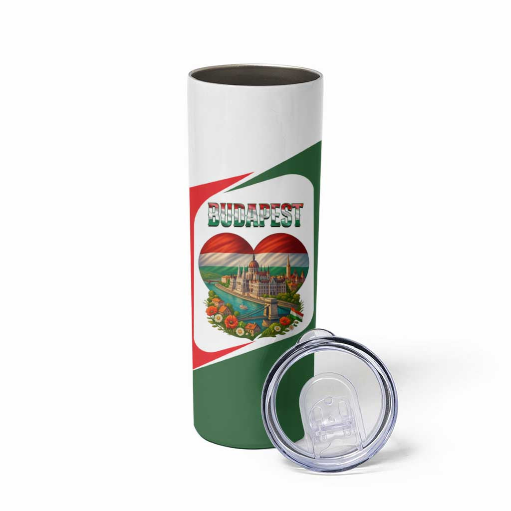 Hungary Skinny Tumbler with Budapest Heart Illustration Design and Crown Emblem - Wonder Print Shop