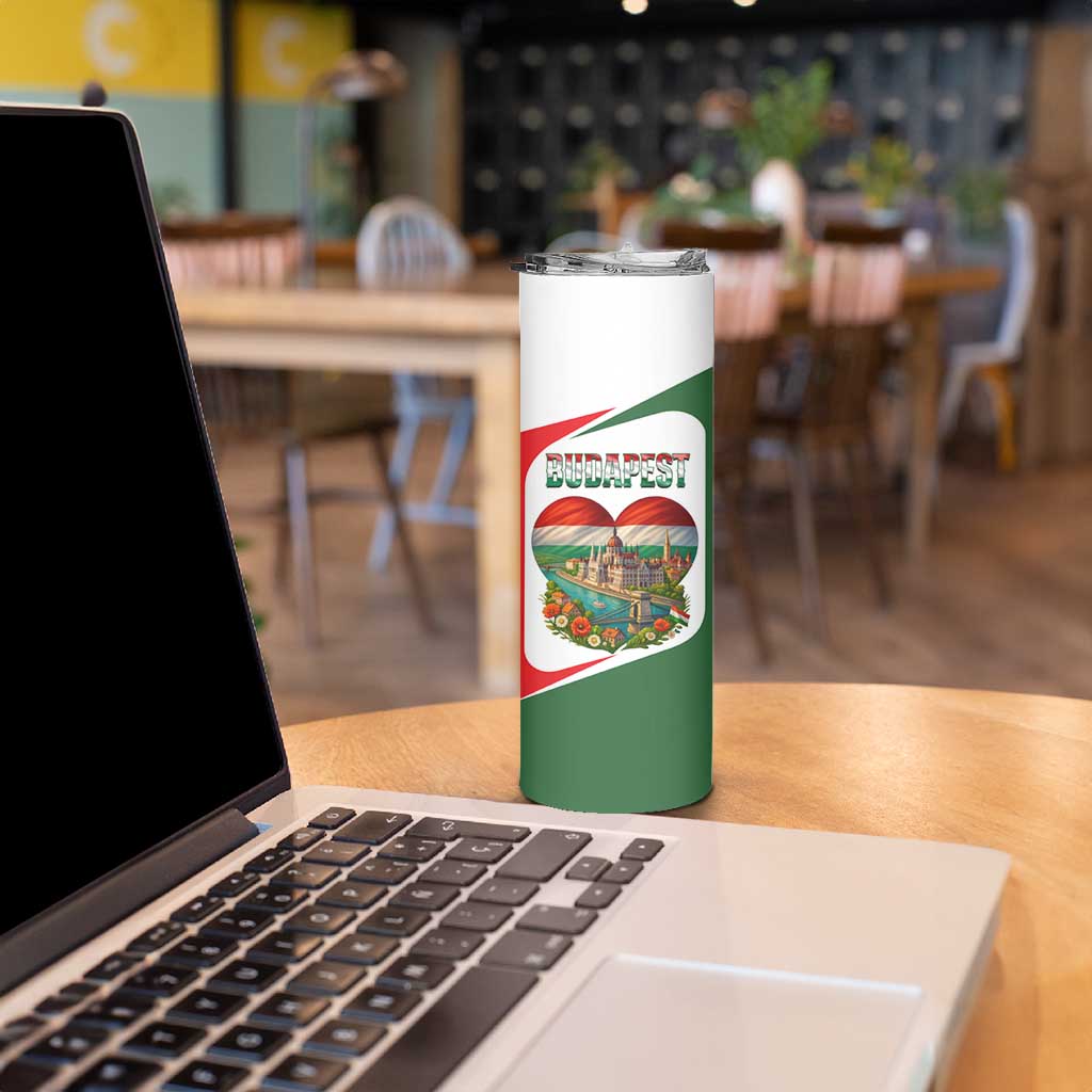 Hungary Skinny Tumbler with Budapest Heart Illustration Design and Crown Emblem - Wonder Print Shop