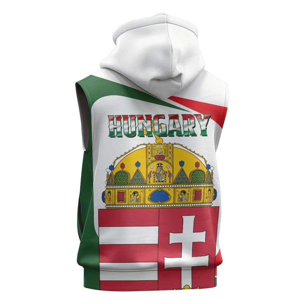 Hungary Sleeveless Hoodie with Budapest Heart Illustration Design and Crown Emblem - Wonder Print Shop
