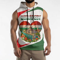 Hungary Sleeveless Hoodie with Budapest Heart Illustration Design and Crown Emblem - Wonder Print Shop