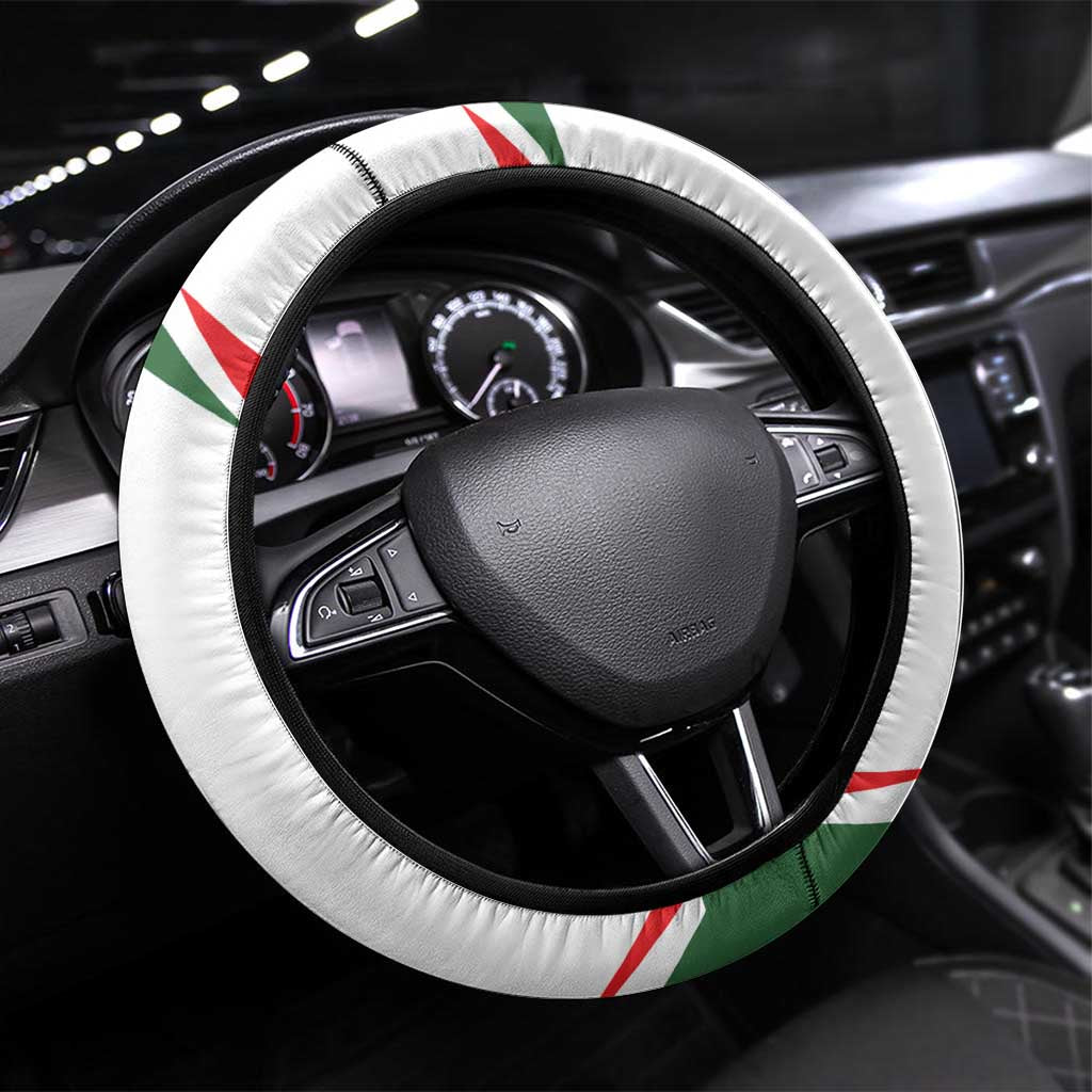 Hungary Steering Wheel Cover with Budapest Heart Illustration Design and Crown Emblem - Wonder Print Shop