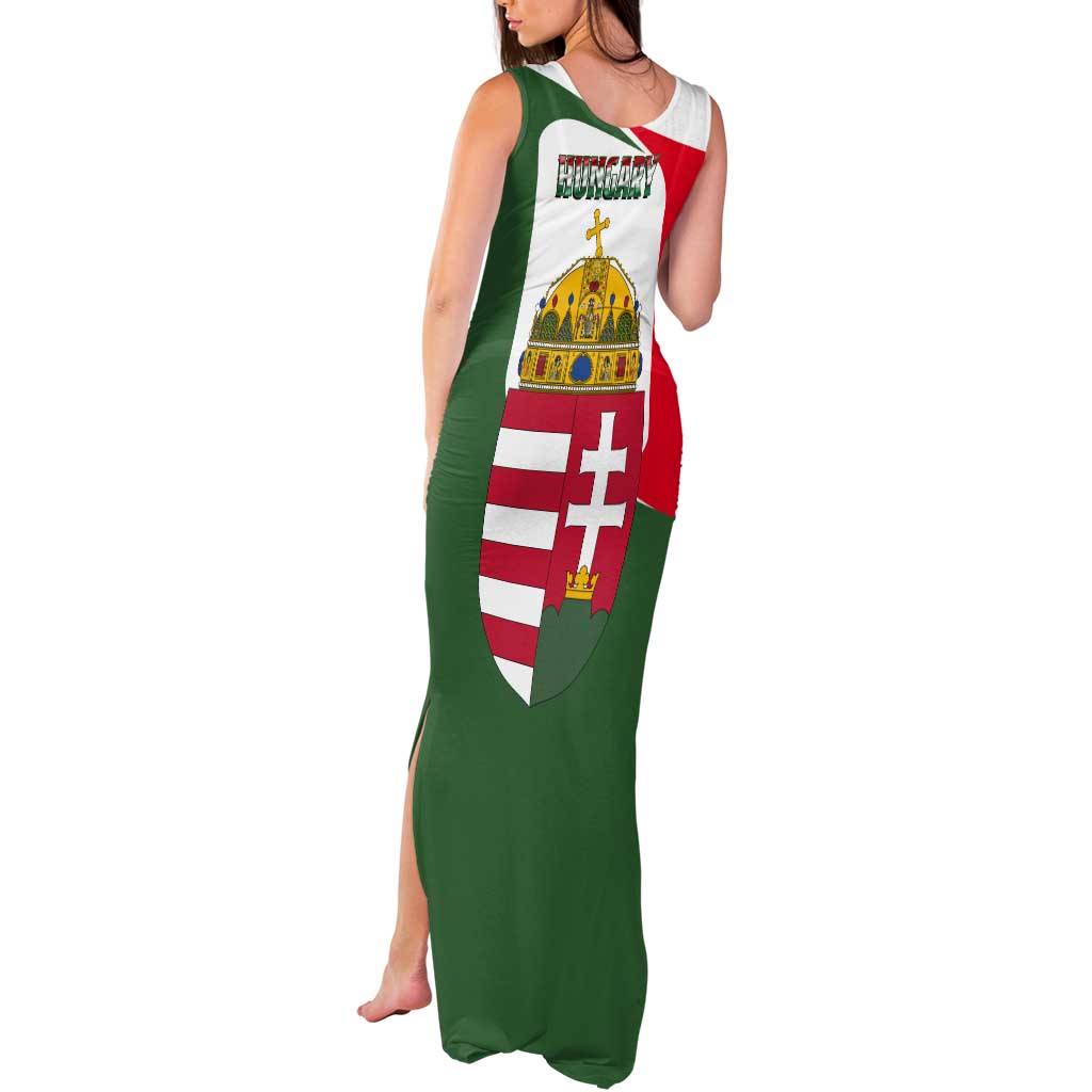 Hungary Tank Maxi Dress with Budapest Heart Illustration Design and Crown Emblem - Wonder Print Shop
