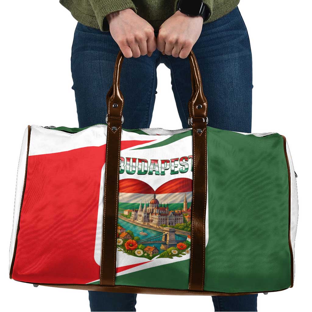 Hungary Travel Bag with Budapest Heart Illustration Design and Crown Emblem - Wonder Print Shop