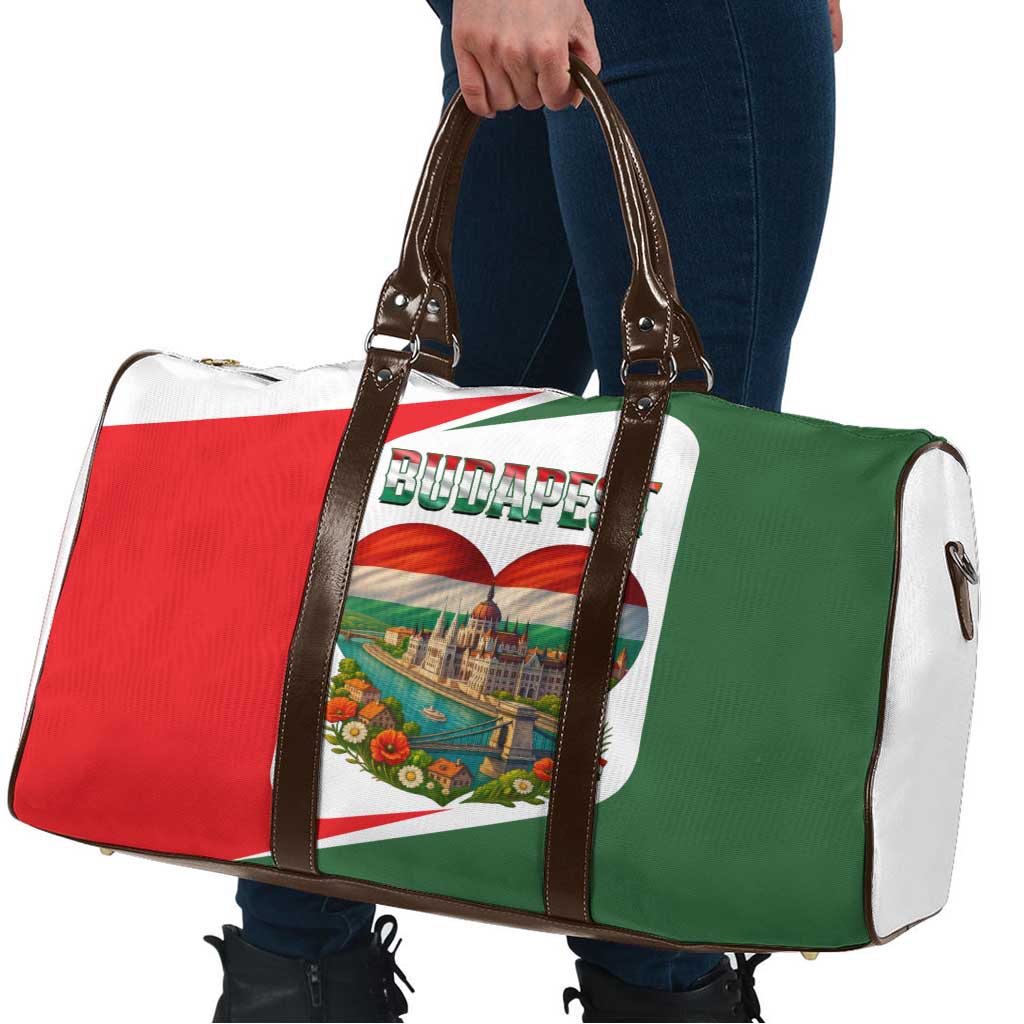 Hungary Travel Bag with Budapest Heart Illustration Design and Crown Emblem - Wonder Print Shop
