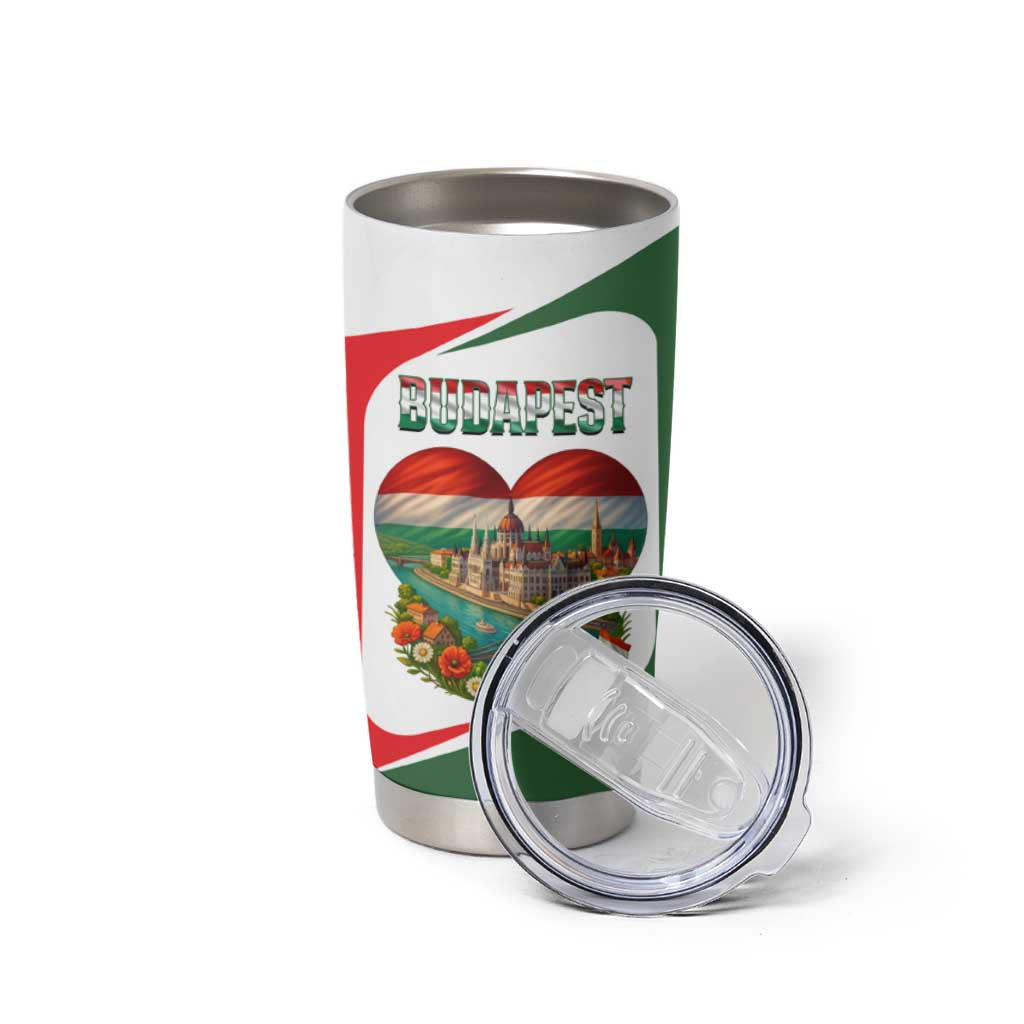 Hungary Tumbler Cup with Budapest Heart Illustration Design and Crown Emblem - Wonder Print Shop