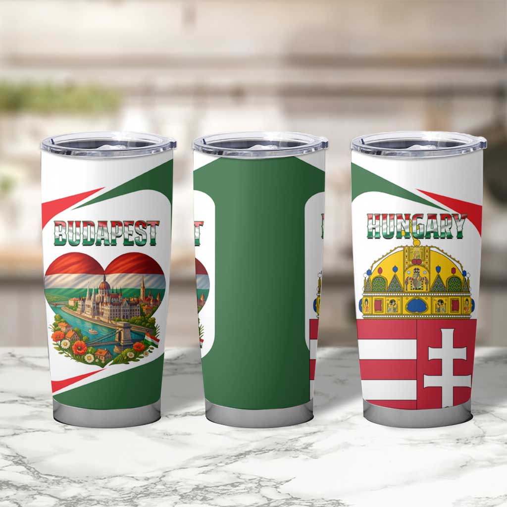 Hungary Tumbler Cup with Budapest Heart Illustration Design and Crown Emblem - Wonder Print Shop