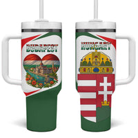Hungary Tumbler With Handle with Budapest Heart Illustration Design and Crown Emblem - Wonder Print Shop