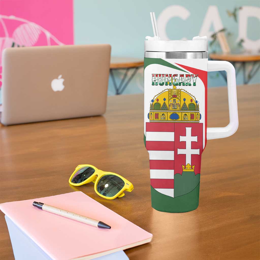 Hungary Tumbler With Handle with Budapest Heart Illustration Design and Crown Emblem - Wonder Print Shop