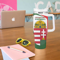 Hungary Tumbler With Handle with Budapest Heart Illustration Design and Crown Emblem - Wonder Print Shop