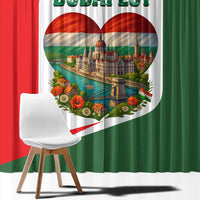 Hungary Window Curtain with Budapest Heart Illustration Design and Crown Emblem - Wonder Print Shop