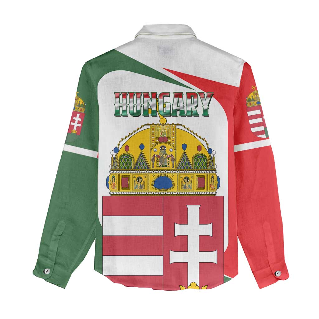 Hungary Women Casual Shirt with Budapest Heart Illustration Design and Crown Emblem - Wonder Print Shop