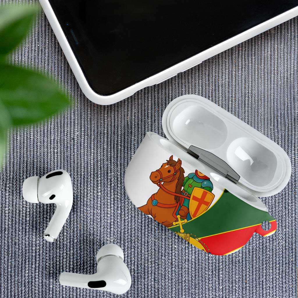 Hungary AirPods Case with Knight and Angel Illustration Design and National Crest - Wonder Print Shop