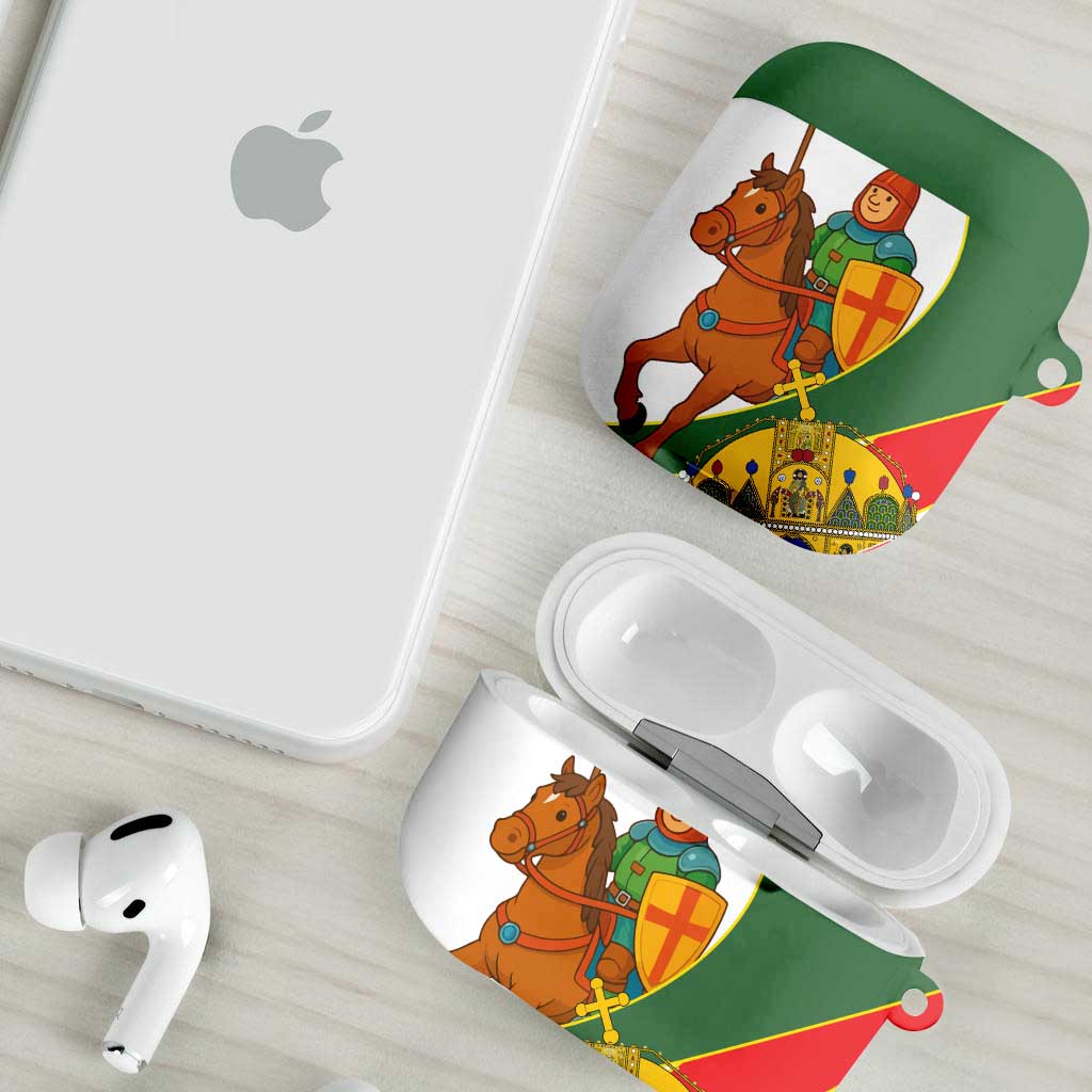Hungary AirPods Case with Knight and Angel Illustration Design and National Crest - Wonder Print Shop