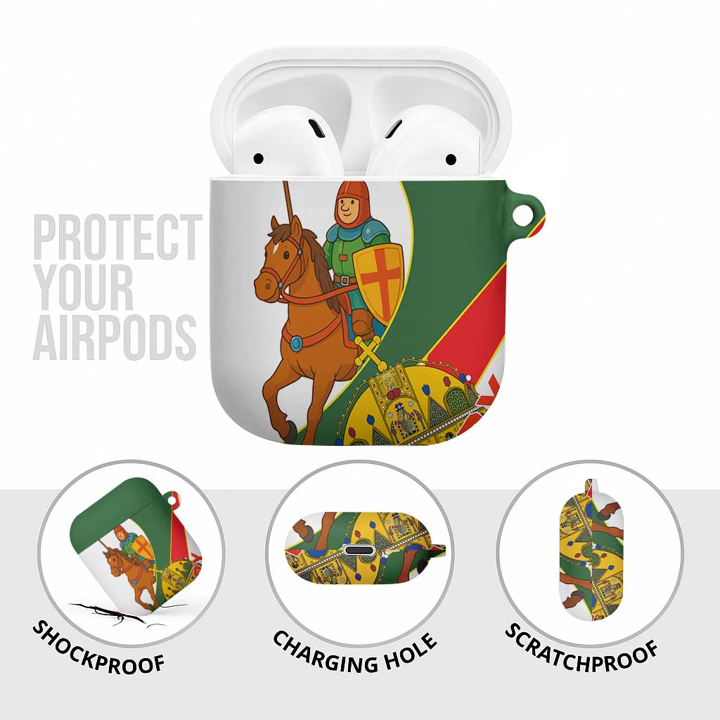 Hungary AirPods Case with Knight and Angel Illustration Design and National Crest - Wonder Print Shop