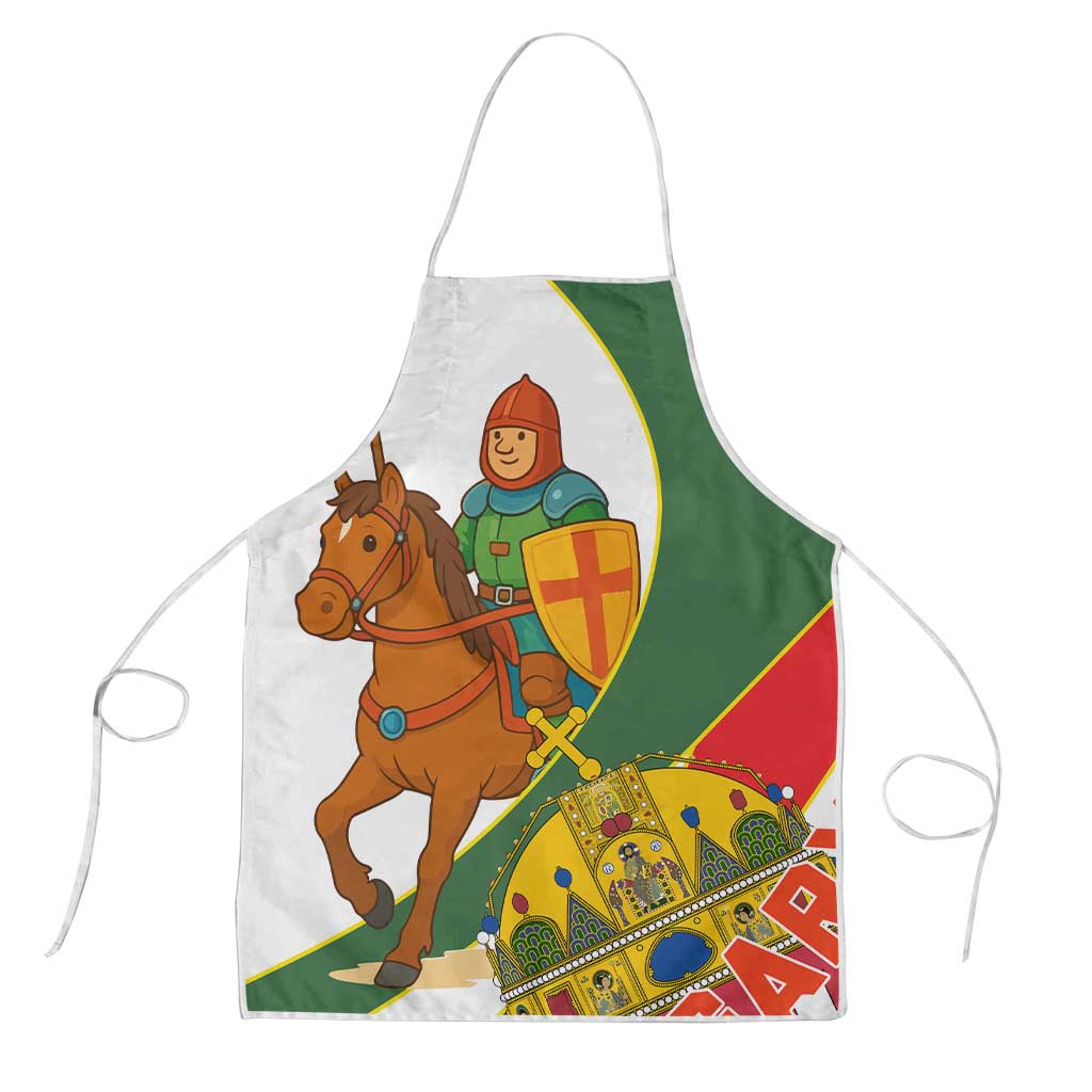 Hungary Apron with Knight and Angel Illustration Design and National Crest - Wonder Print Shop
