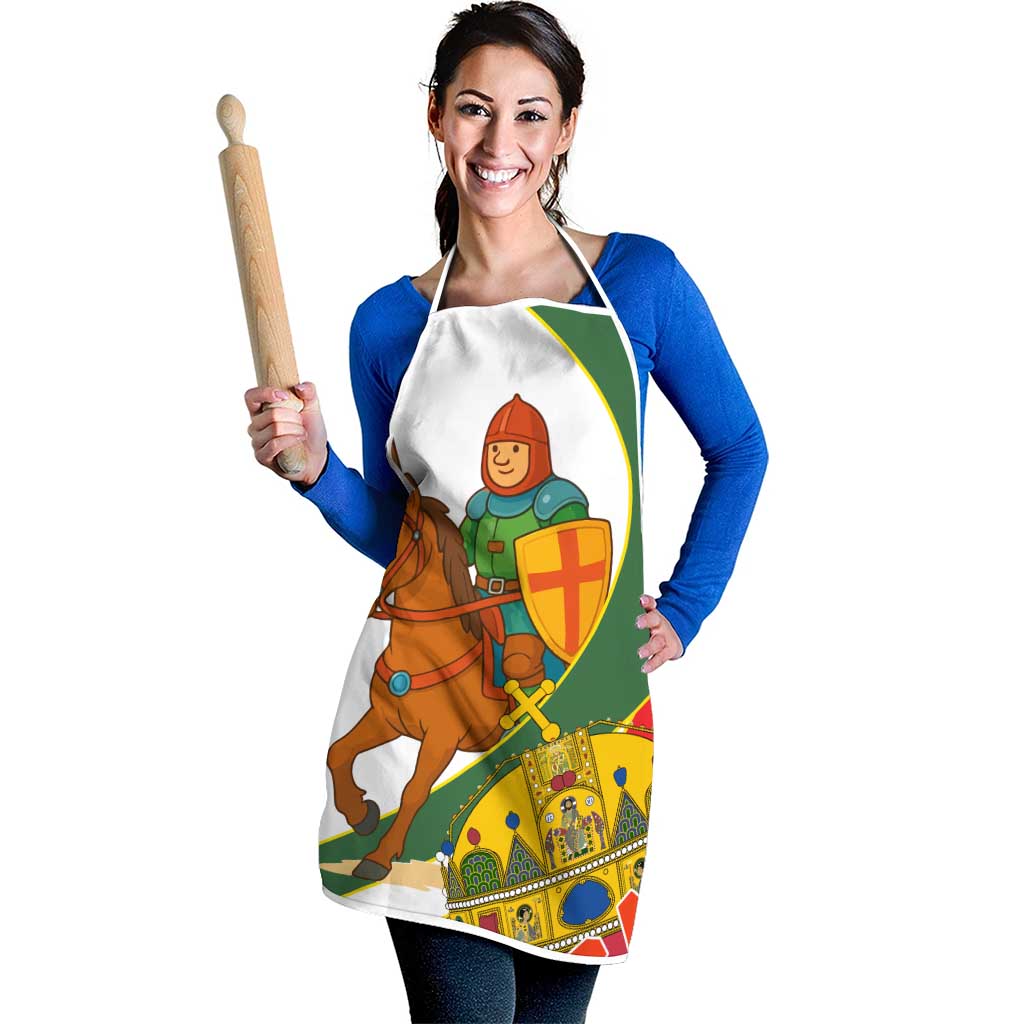 Hungary Apron with Knight and Angel Illustration Design and National Crest - Wonder Print Shop