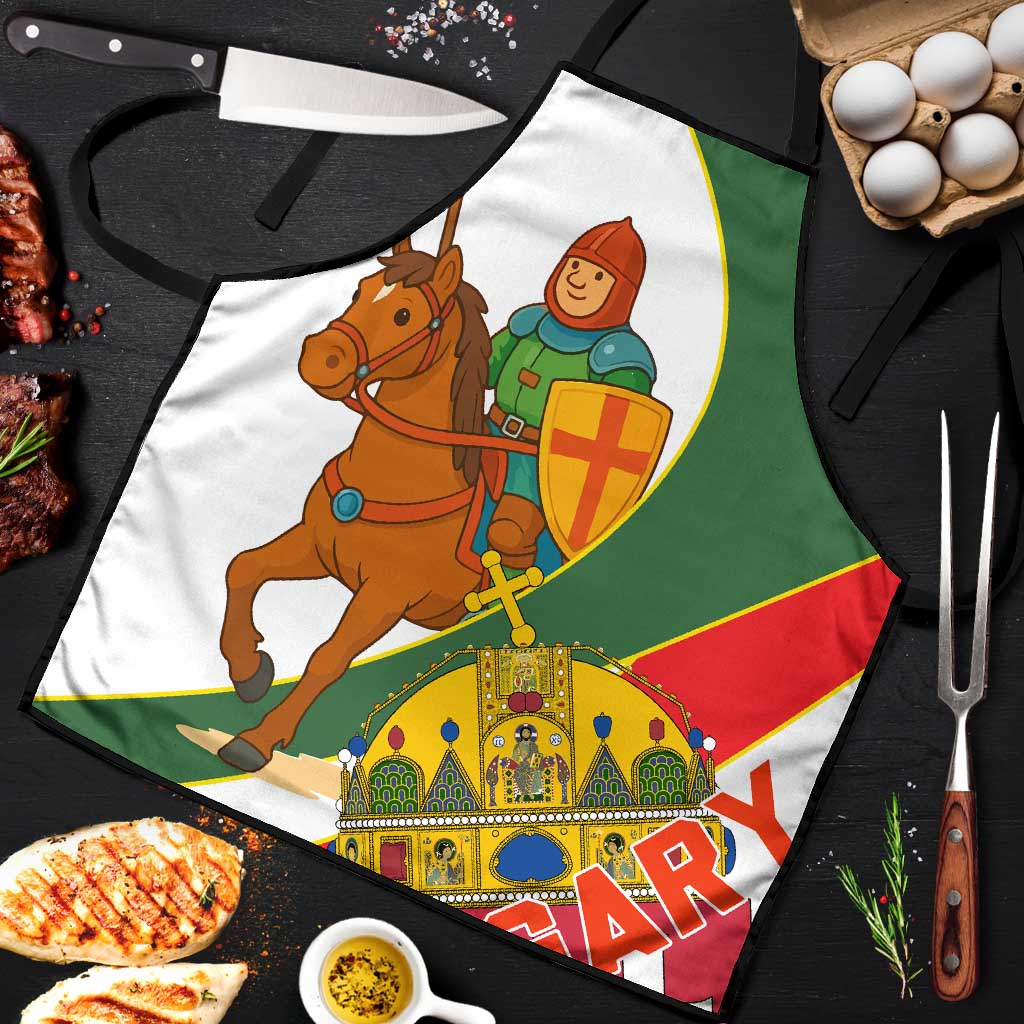Hungary Apron with Knight and Angel Illustration Design and National Crest - Wonder Print Shop