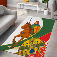 Hungary Area Rug with Knight and Angel Illustration Design and National Crest - Wonder Print Shop