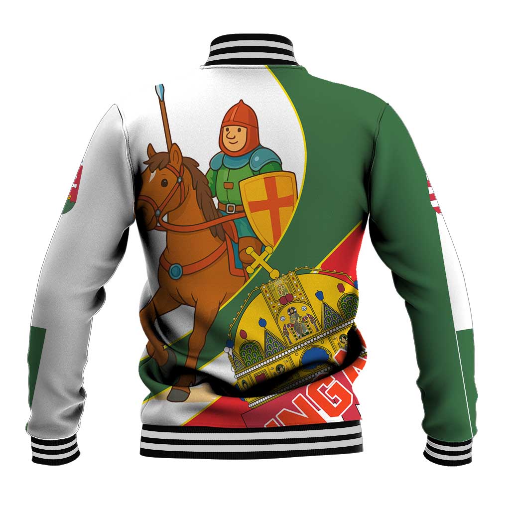 Hungary Baseball Jacket with Knight and Angel Illustration Design and National Crest - Wonder Print Shop