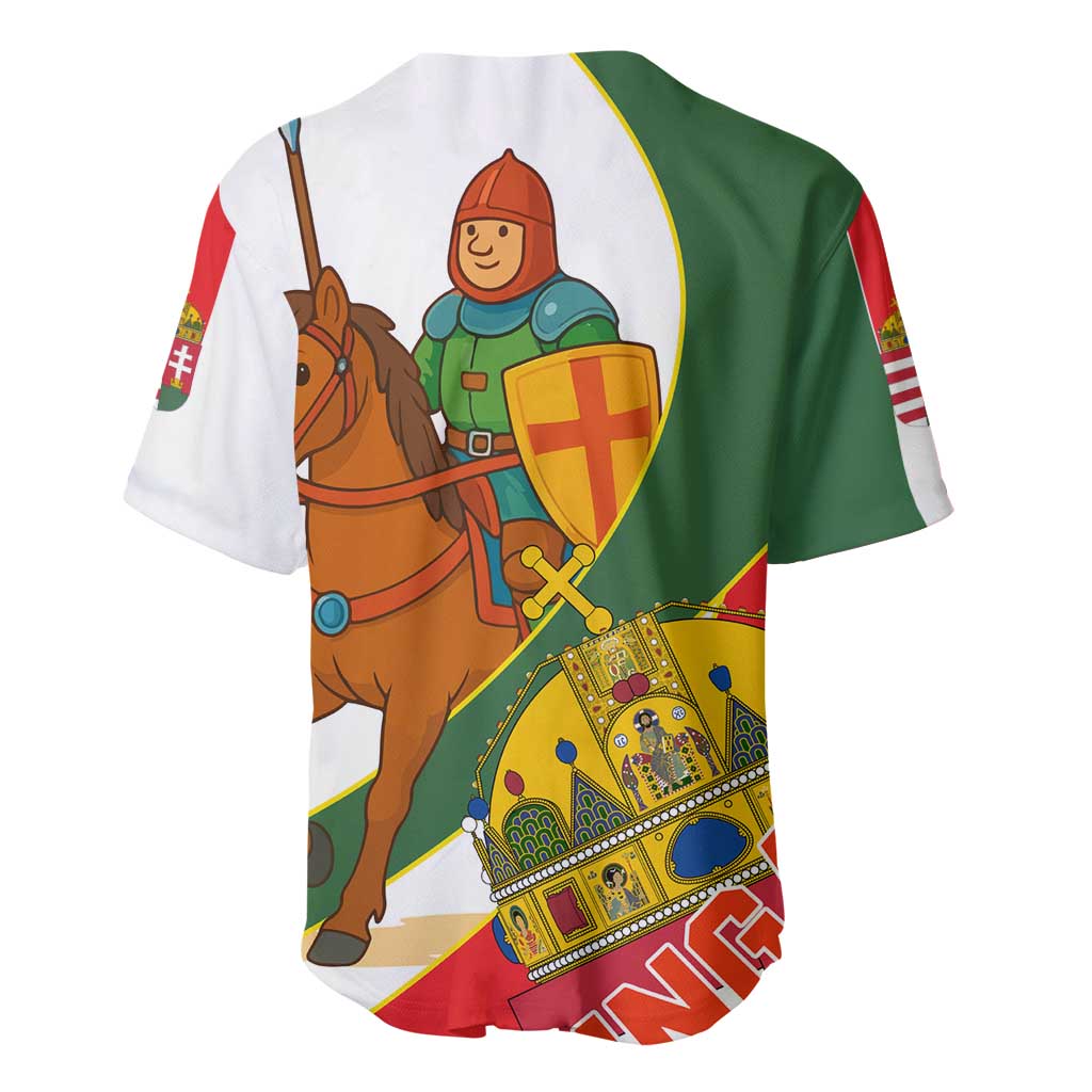 Hungary Baseball Jersey with Knight and Angel Illustration Design and National Crest - Wonder Print Shop
