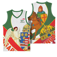 Hungary Basketball Jersey with Knight and Angel Illustration Design and National Crest - Wonder Print Shop