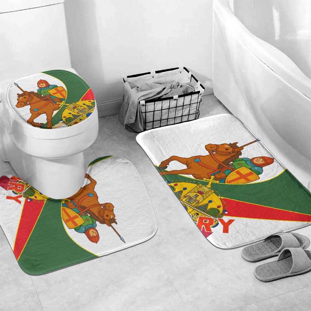 Hungary Bathroom Set with Knight and Angel Illustration Design and National Crest - Wonder Print Shop