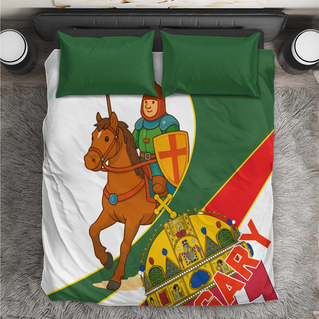 Hungary Bedding Set with Knight and Angel Illustration Design and National Crest - Wonder Print Shop
